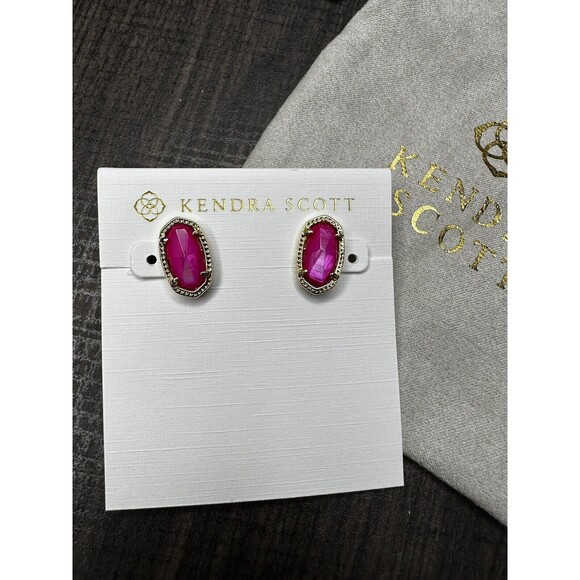 Kendra Scott Pink & Gold Stud Earrings New With Dust Bag - Picture 4 of 5